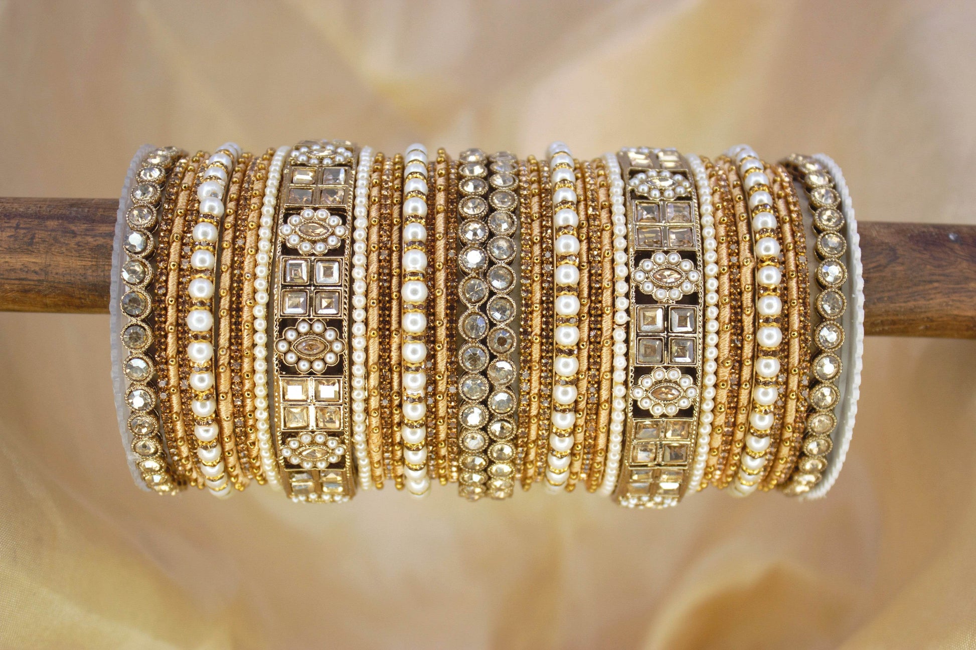 Rich Texture bangle set with Silk thread Bangles by T4 Jewels Golden All Bangle Sets T4 Jewels
