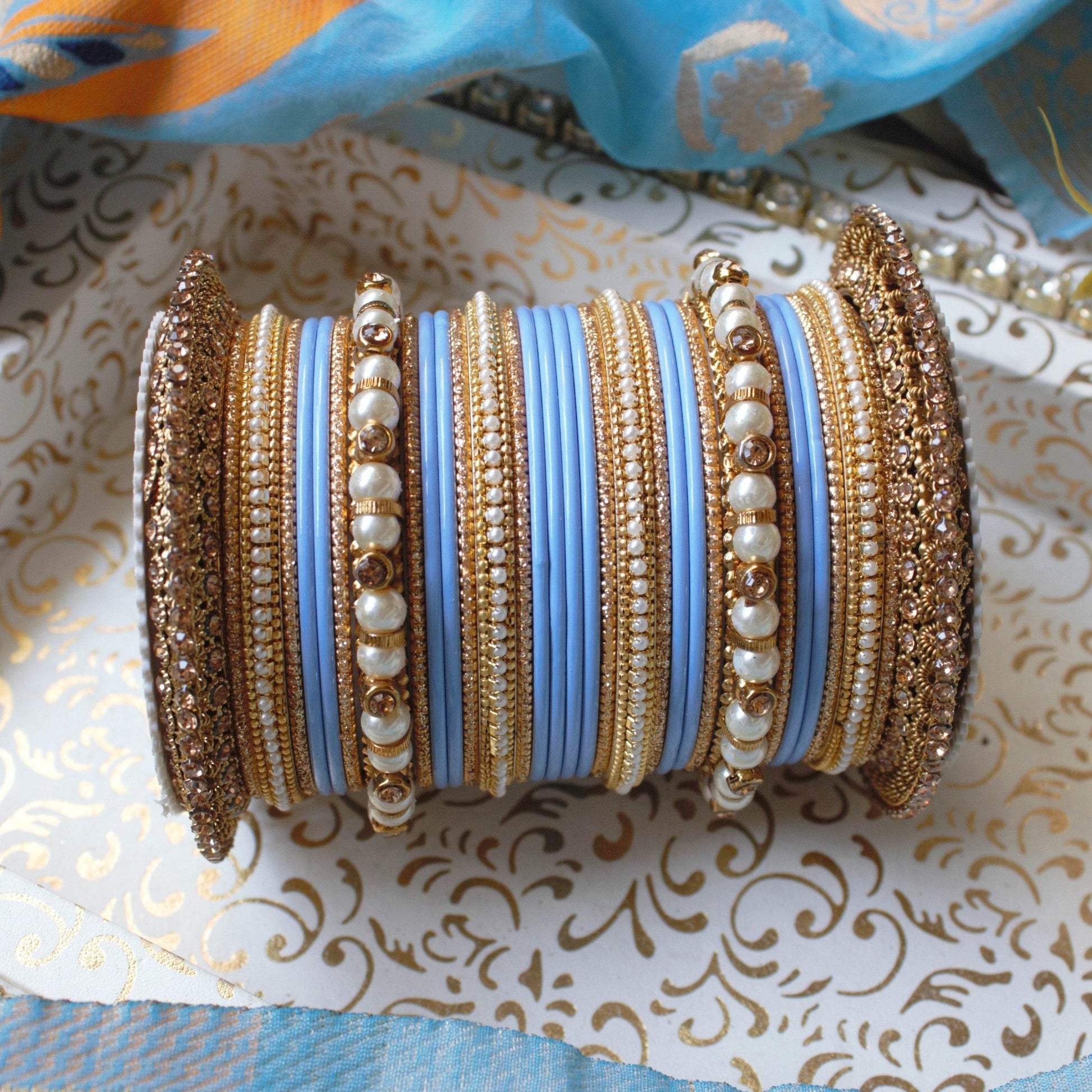 Beautiful Bridal Bangle Set with Pacheli Kada by T4 Jewels Cola All Bangle Sets T4 Jewels