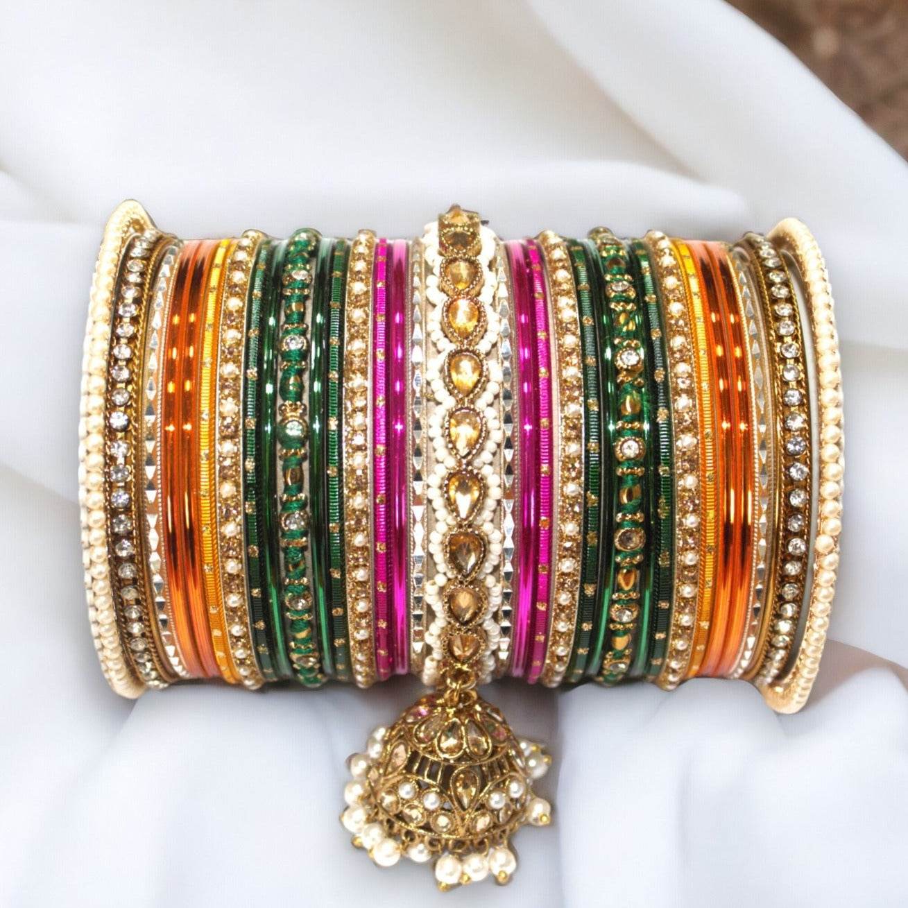 Bridal Jhumki Style Bangle set for two hands by T4 Jewels Multicolour All Bangle Sets T4 Jewels