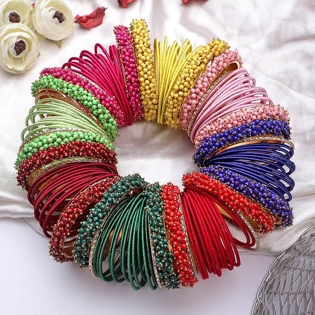 Bangle Bunch with Gajra Kada and Velvet Bangles (8 Colours) Plain Metal Bangles BANGLES BY T4 Jewels