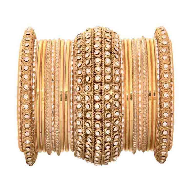 T4 Jewels Golden Chakri shining bangle set for women Golden All Bangle Sets T4 Jewels