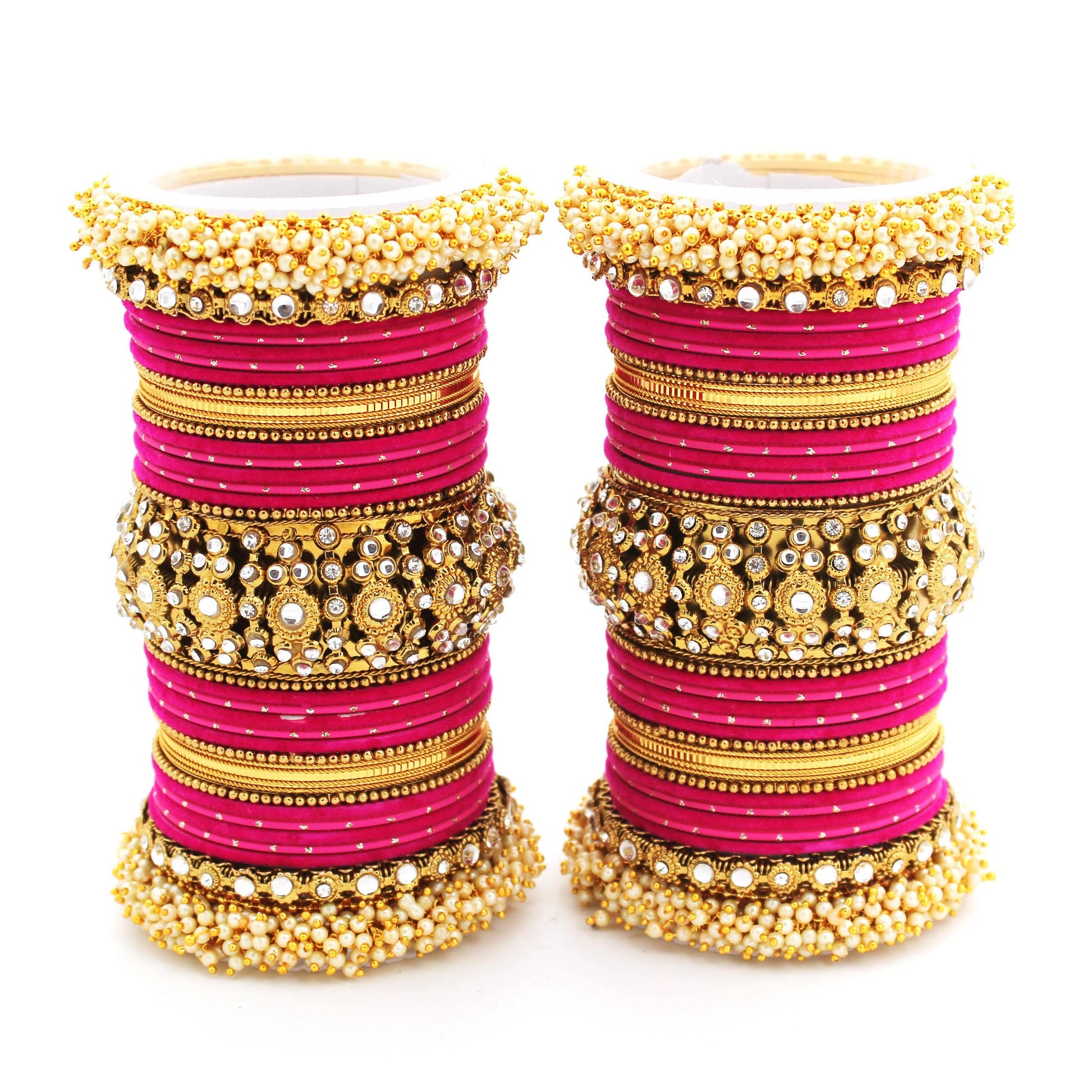 Traditional long bridal set by T4 Jewels for both hands Rani All Bangle Sets T4 Jewels