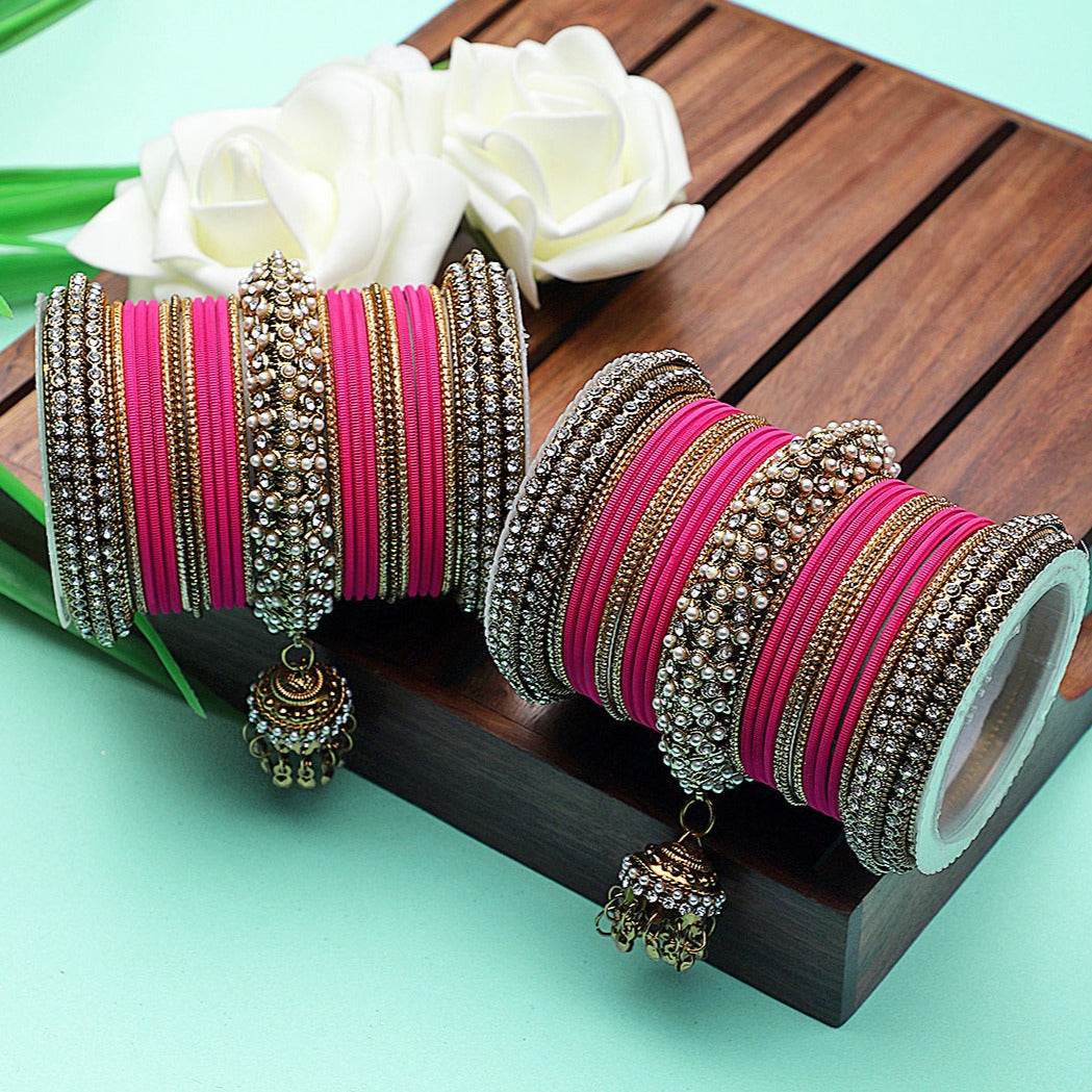 Set of 2 Traditional Jhumki Bangle Set Rani All Bangle Sets T4 Jewels