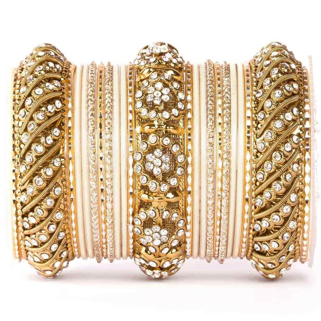 Solid Colored Bangle Set For One Hand Beige All Bangle Sets T4 Jewels