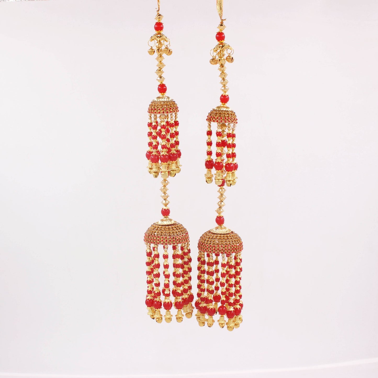 Classic Jhumar Style Kaleere in Red and White by T4 Jewels T4 Jewels