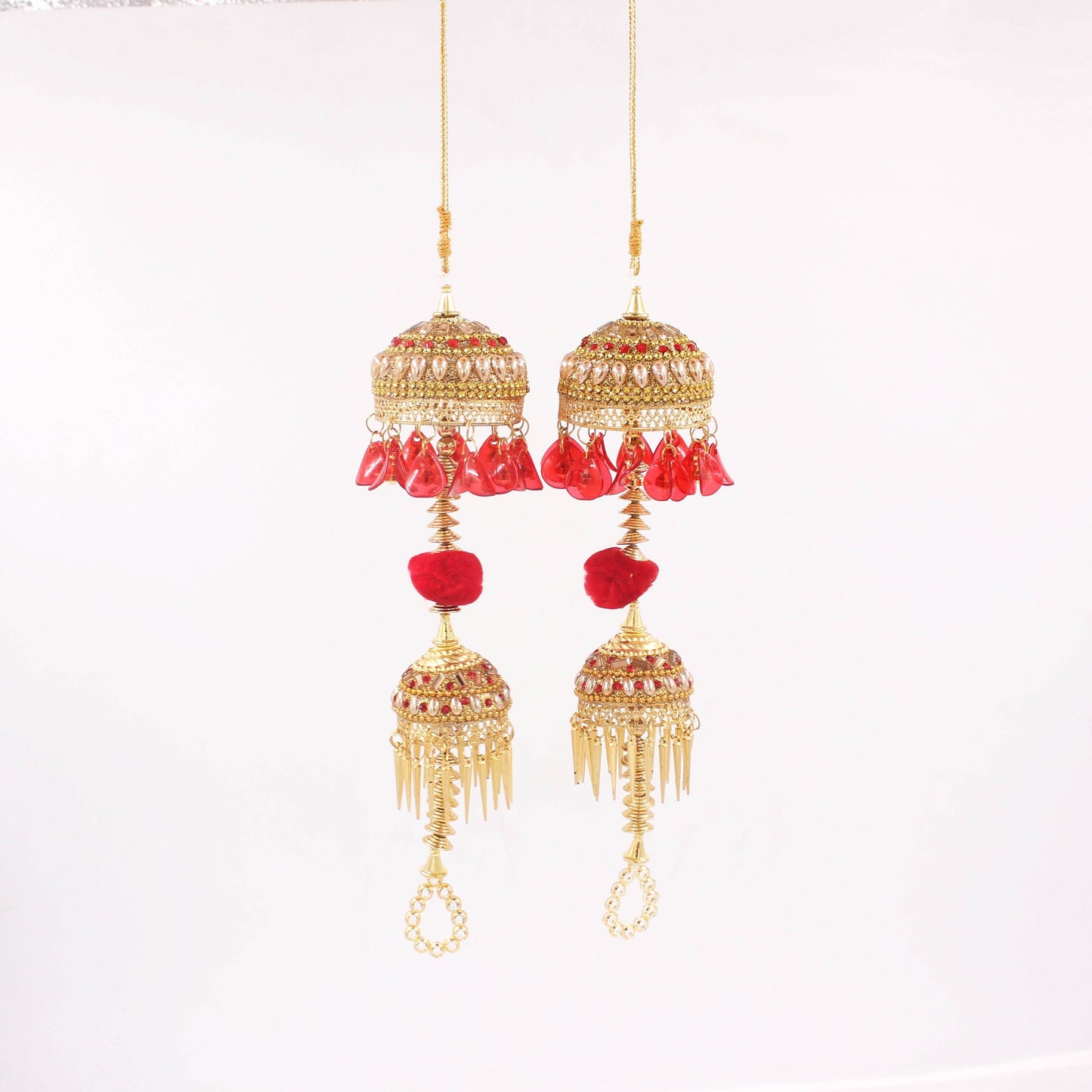 Traditional Two-Tier Jhumar Kaleere with Red Rose Fallings by T4 Jewels T4 Jewels