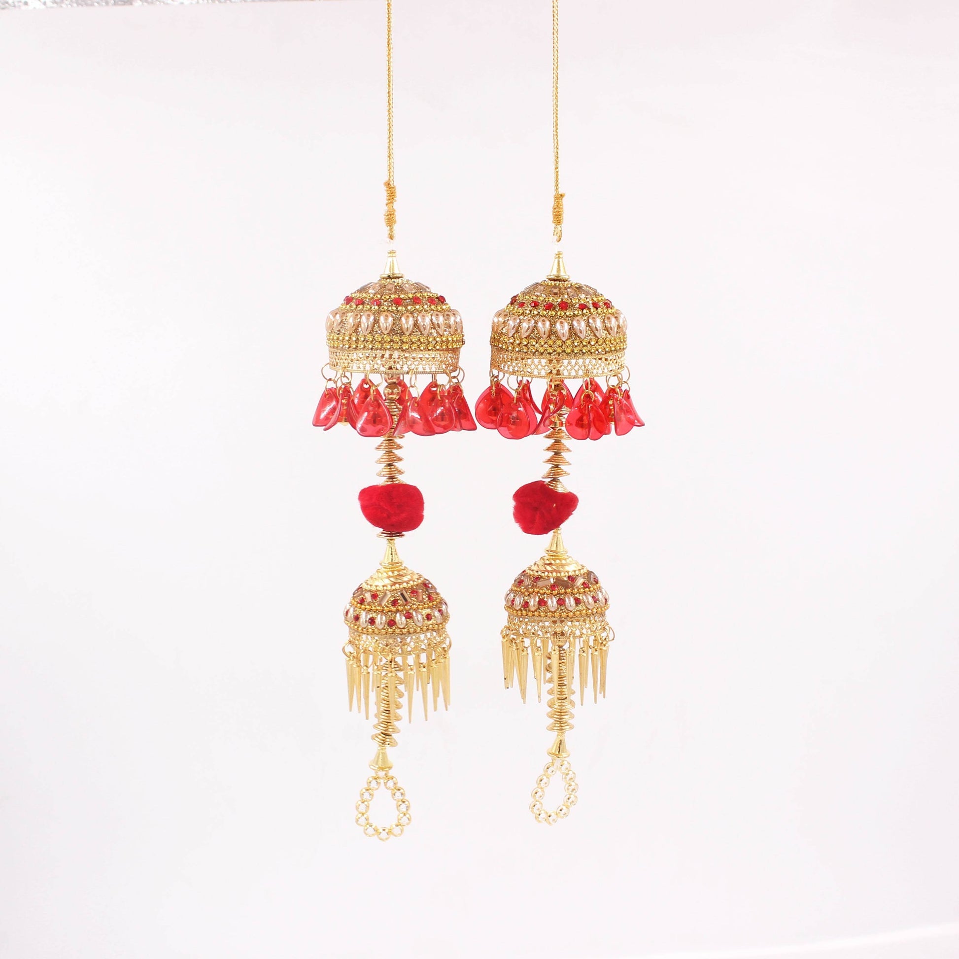 Traditional Two-Tier Jhumar Kaleere with Red Rose Fallings by T4 Jewels T4 Jewels