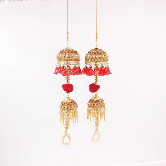 Traditional Two-Tier Jhumar Kaleere with Red Rose Fallings by T4 Jewels T4 Jewels