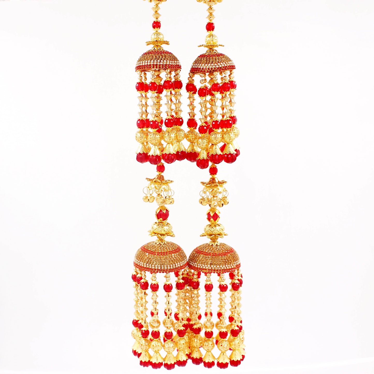 Traditional Two-Tier Jhumar Kaleere with Long Golden Bead hanging by T4 Jewels T4 Jewels