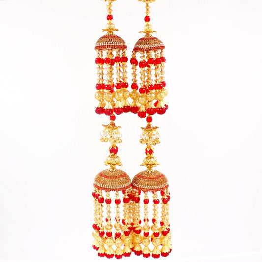 Traditional Two-Tier Jhumar Kaleere with Long Golden Bead hanging by T4 Jewels T4 Jewels