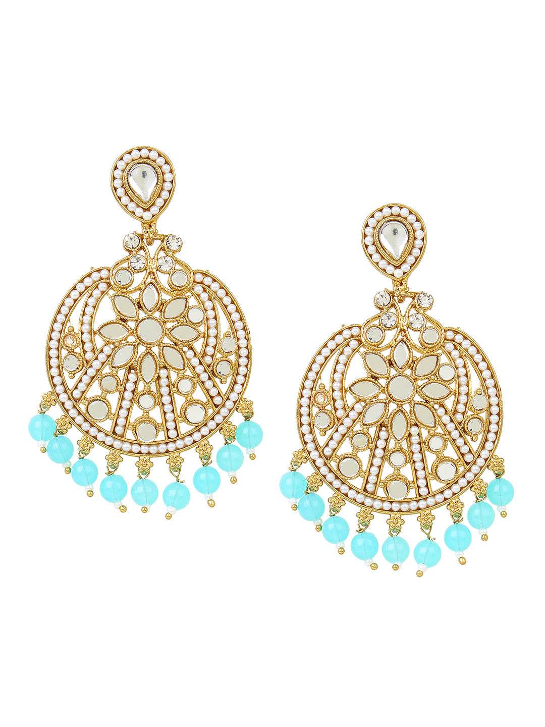 Beautiful Jhumki Earring with Mirrorwork by T4 Jewels Blue T4 Jewels