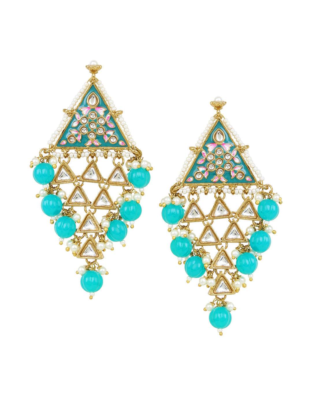 Traditional Jhumki Earring with Meenakari & Kundan by T4 Jewels Peacock T4 Jewels