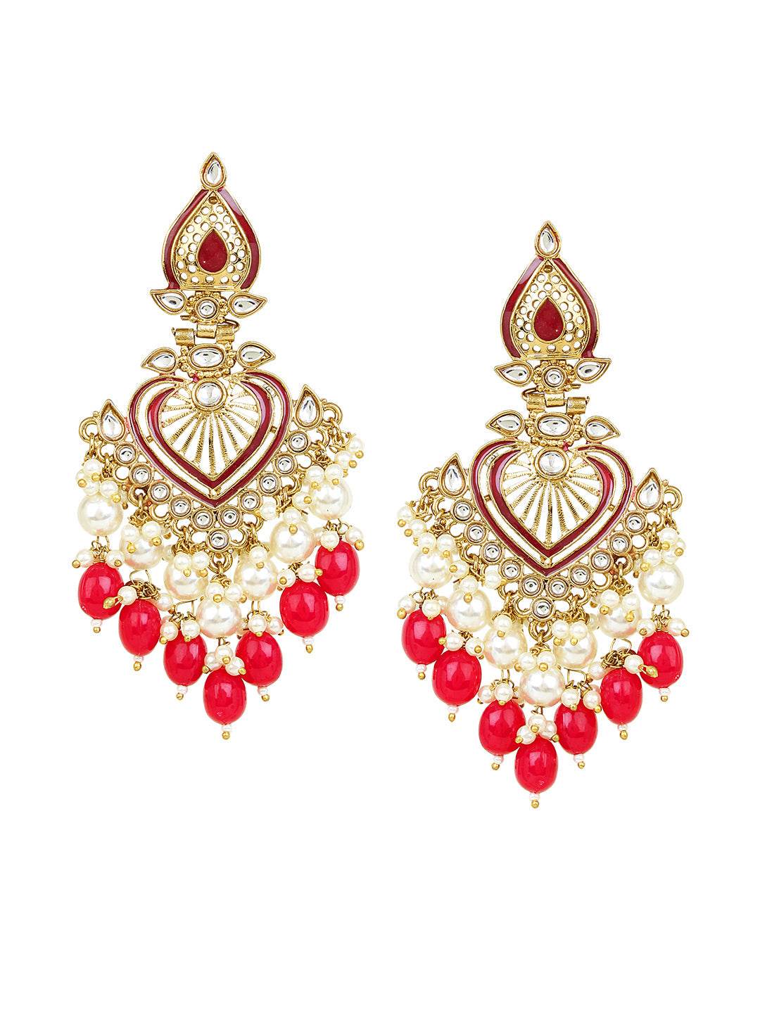 Jhumki Earring with Meenakari by T4 Jewels Red T4 Jewels