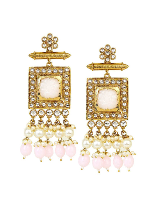 Jhumki Earring with crystal stone by T4 Jewels Pink T4 Jewels