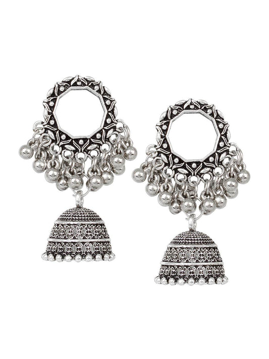 Oxidizied Jhumki Earring with ghungroo by T4 Jewels Silver T4 Jewels