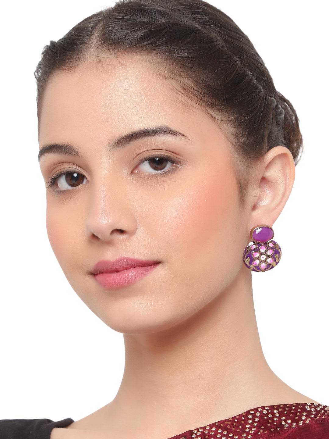 Traditional Meenakari Earring with stone by T4 Jewels T4 Jewels