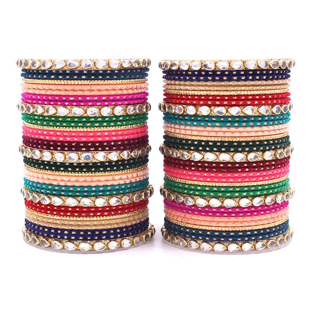 Set of 2 Multi Colour Bangle Set by T4 Jewels Multi All Bangle Sets T4 Jewels