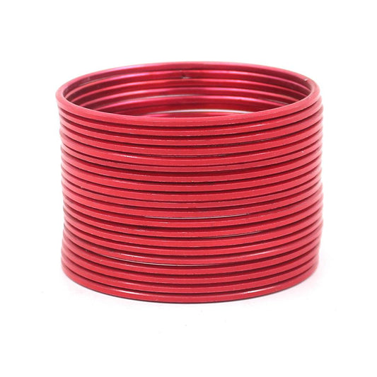 Set of 24 Solid Coloured Plain Metal Bangles by T4 Jewels Maroon Plain Metal Bangles T4 Jewels