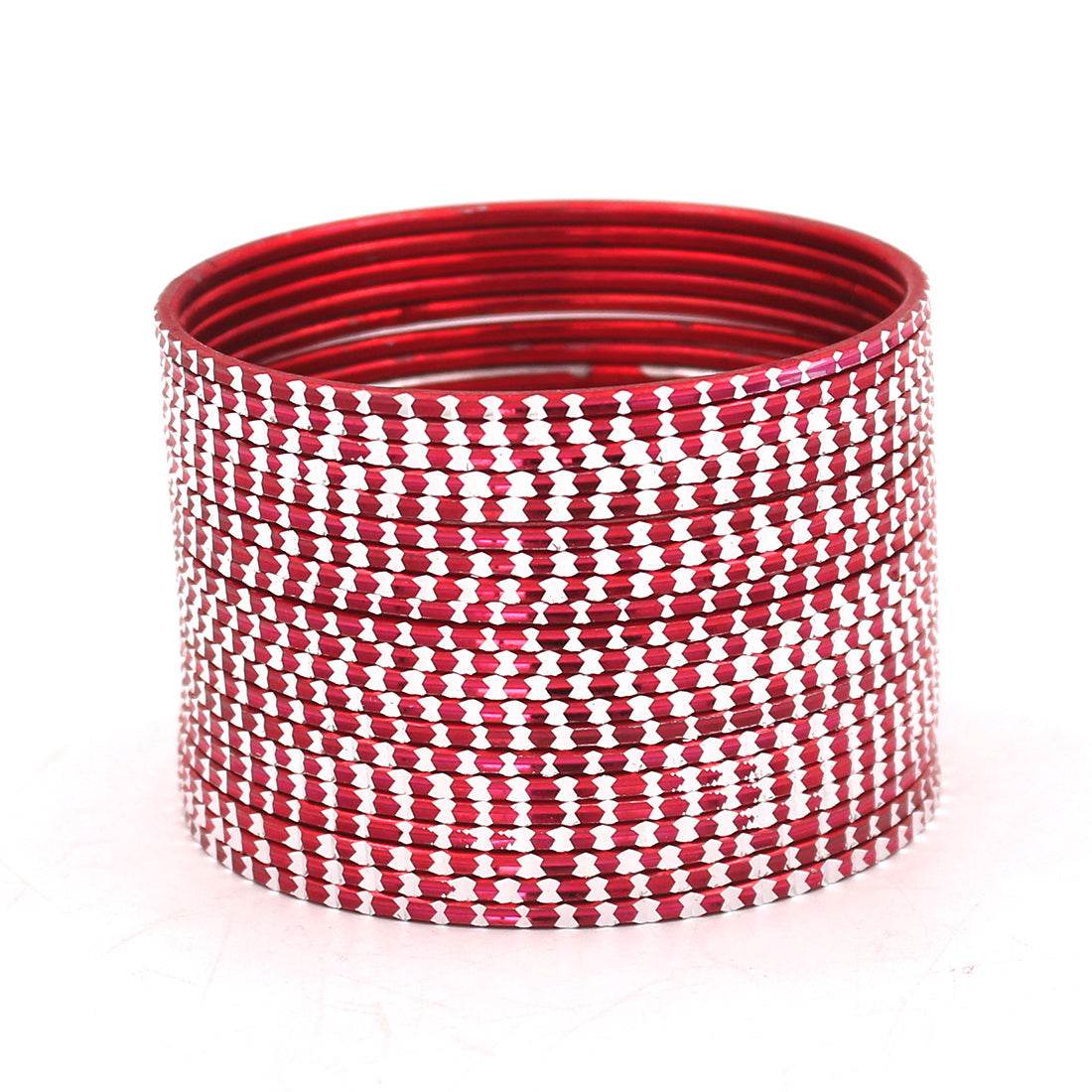 Set of 24 Shining Bangles with Cutting Design by T4 Jewels MAROON Plain Metal Bangles T4 Jewels