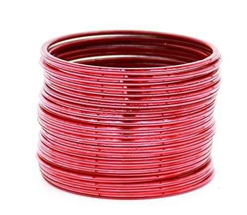 T4 Jewels Many Colors Glossy Metal Bangles (Pack Of 24). Maroon Metal Bangles T4 Jewels