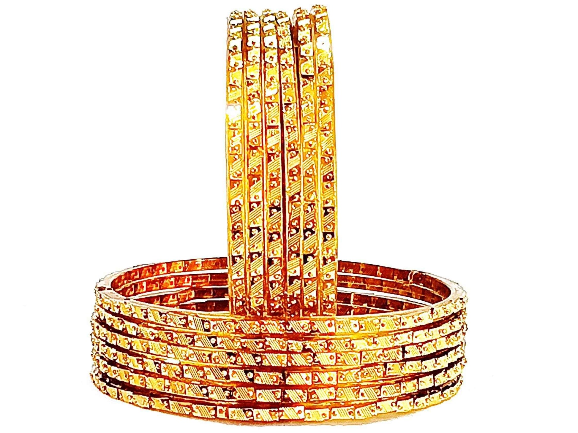 T4 Jewels (Large Size) Golden Color Glass Bangles (Pack Of 12)-MRT Large Size Bangles T4 Jewels