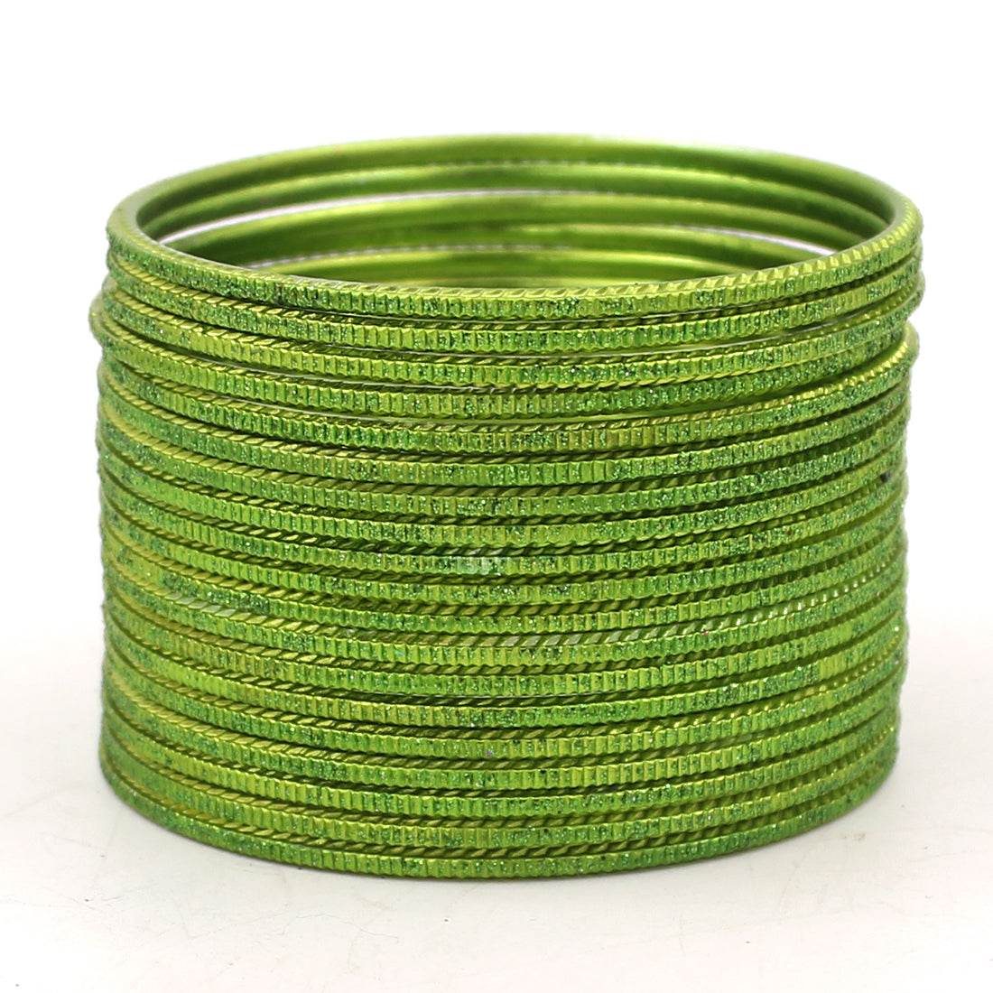 Set of 24 Lehar Glitter Metal Bangles by T4 Jewels Mehandi Plain Metal Bangles T4 Jewels