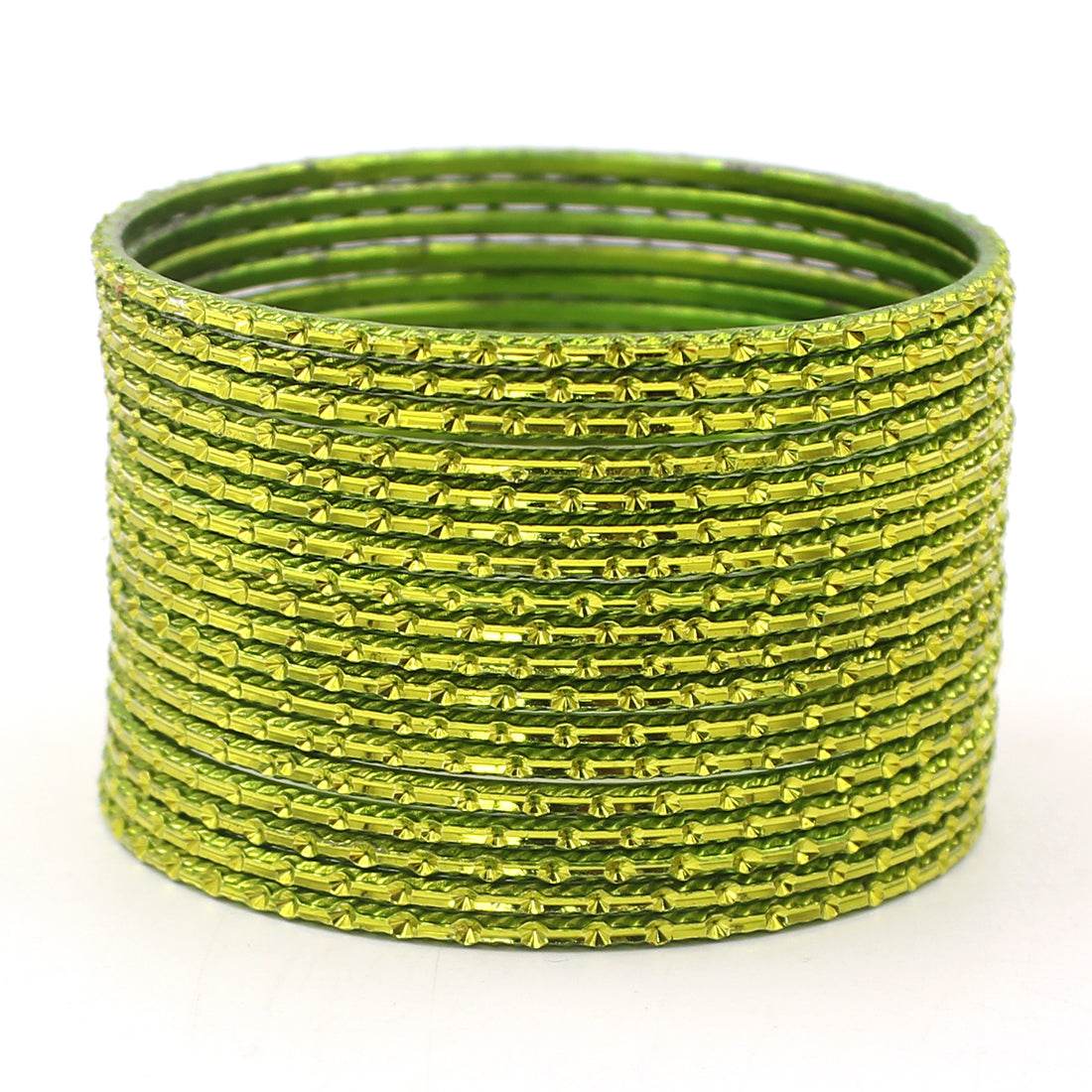 Set of 24 Shining Metal Bangles with self-dot Design by T4 Jewels Mehandi Plain Metal Bangles T4 Jewels