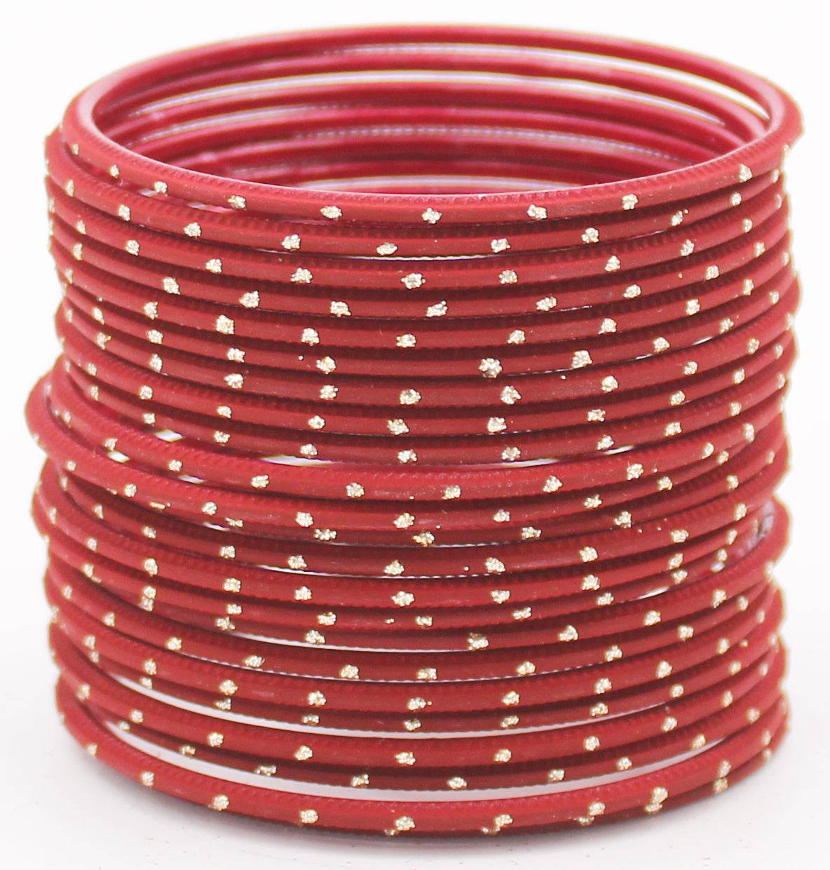 Set of 24 Plain Matte Textured Metal Bangles By T4 Jewels Maroon Plain Metal Bangles T4 Jewels