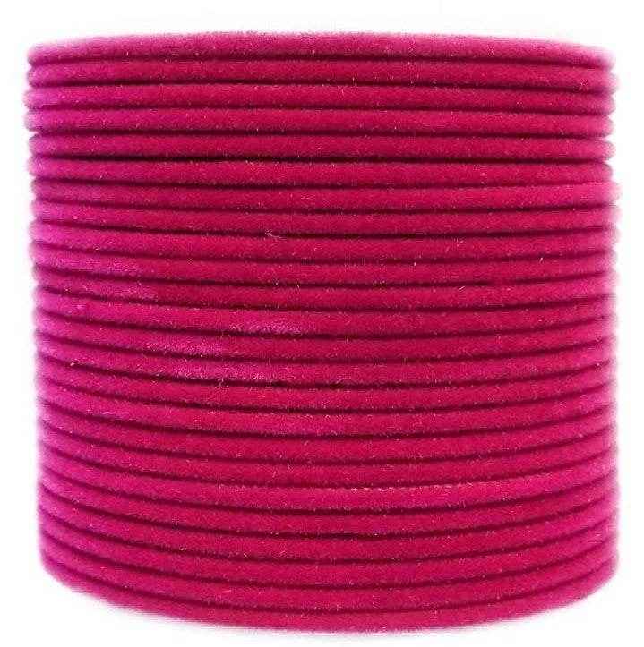 T4 Jewels Velvet Metal Bangle Set (Pack Of 24) Magenta Metal Bangles T4 Jewels