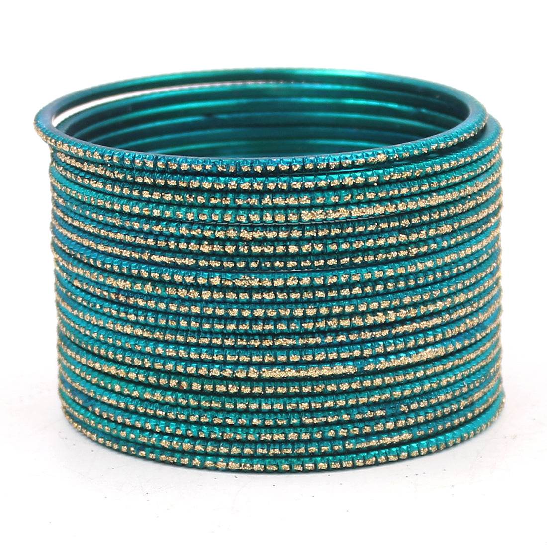 Set of 24 Glitter Bangles by T4 Jewels Peacock Plain Metal Bangles T4 Jewels