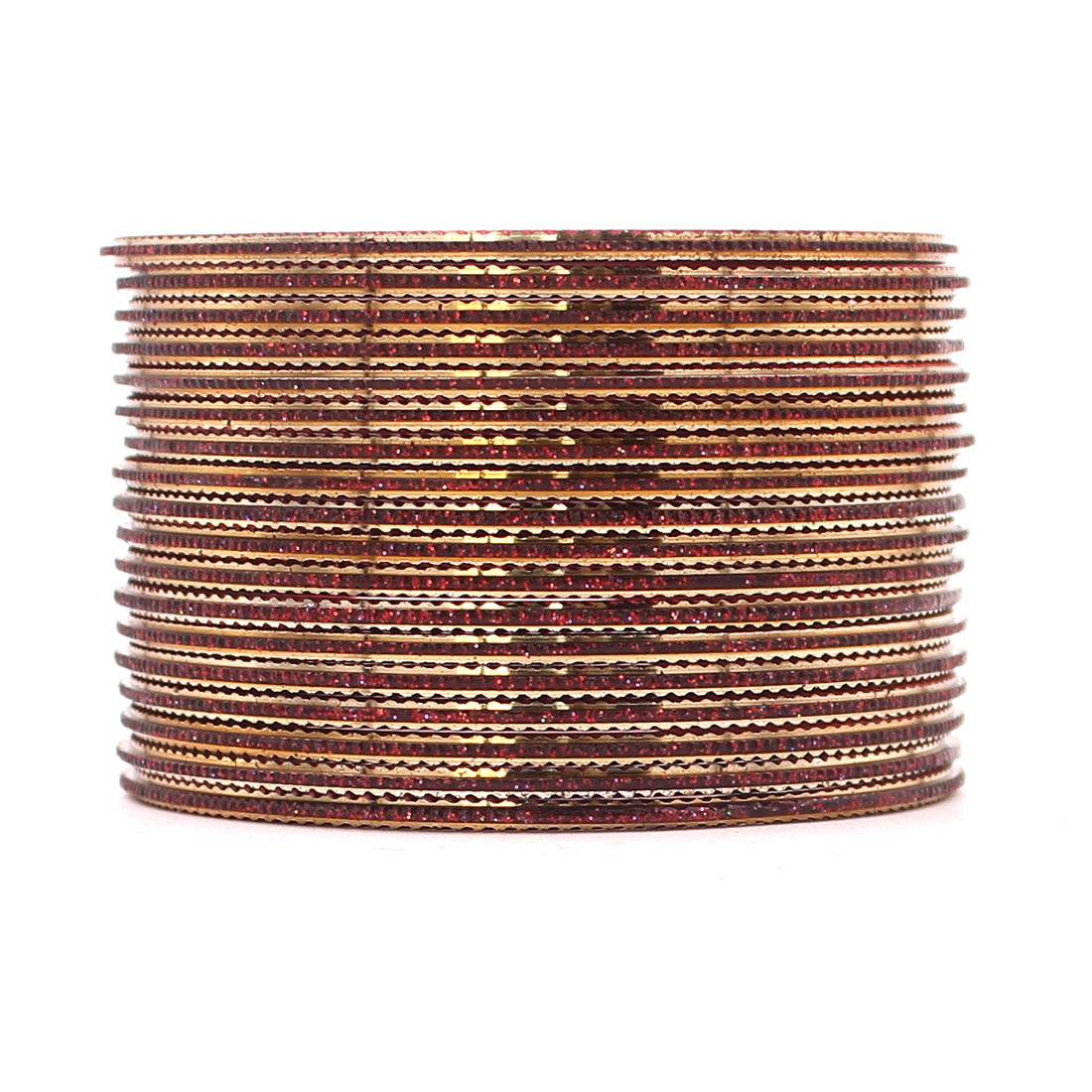 Shining Glitter Bangles with golden borders by T4 Jewels Maroon Plain Metal Bangles T4 Jewels