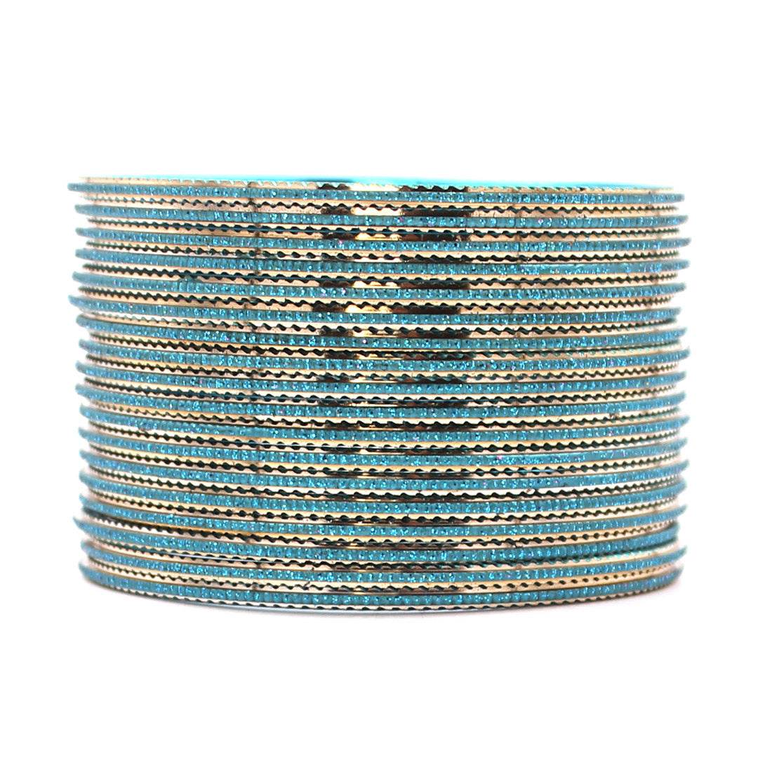 Shining Glitter Bangles with golden borders by T4 Jewels Morpankh Plain Metal Bangles T4 Jewels