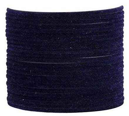 T4 Jewels Velvet Metal Bangle Set (Pack Of 24) Navy Blue Metal Bangles T4 Jewels