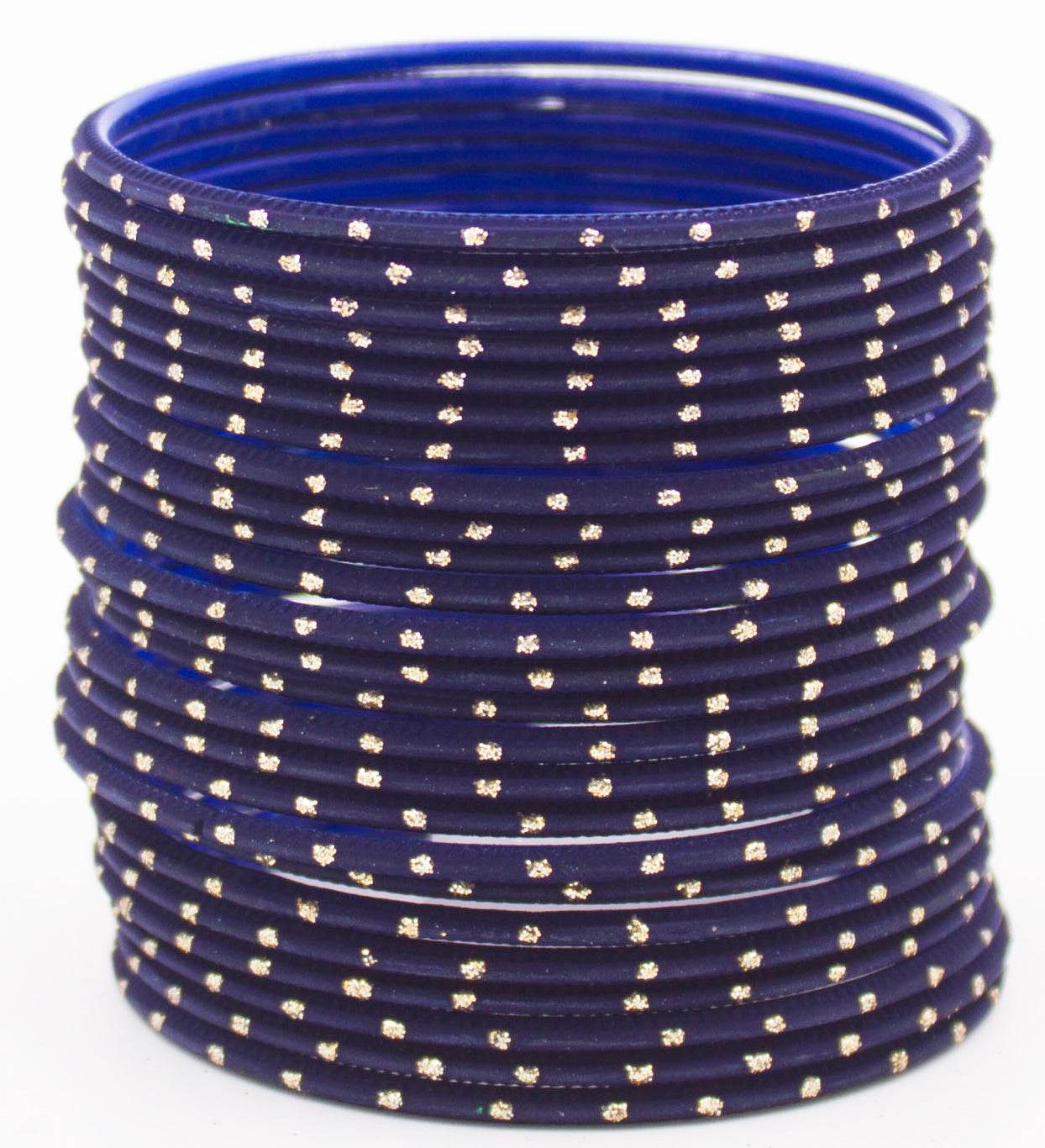 Set of 24 Plain Matte Textured Metal Bangles By T4 Jewels Navy Blue Plain Metal Bangles T4 Jewels
