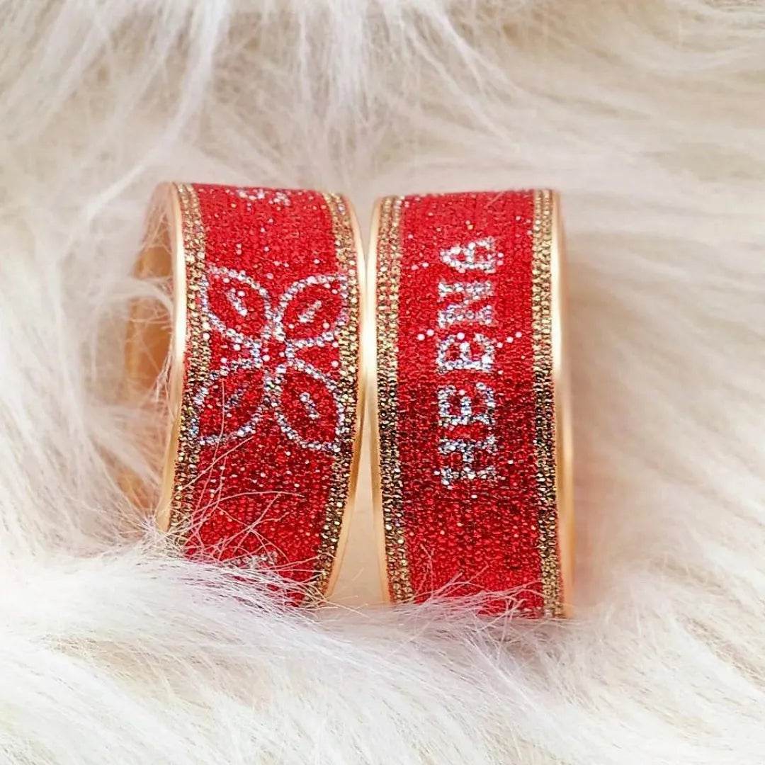 Best Name Bangles Pair with Flower Design (Pack of 2) 2.8 Name Bangles T4 Jewels