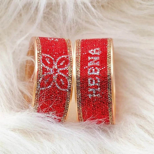 Best Name Bangles Pair with Flower Design (Pack of 2) 2.8 Name Bangles T4 Jewels