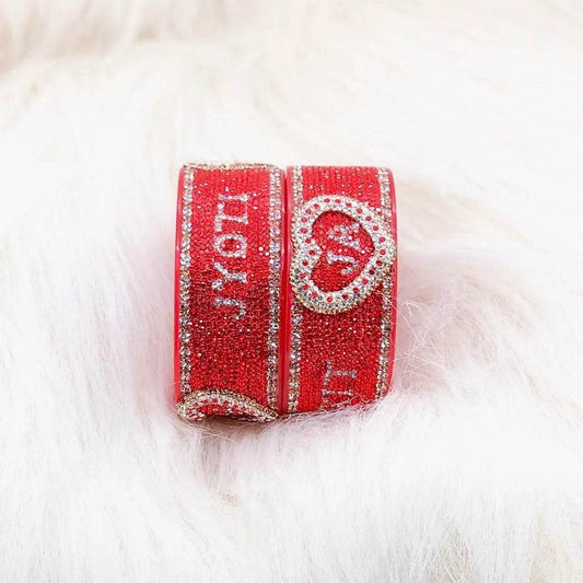 Best Name Kada Set with Initials on Heart Design (Pack of 2) Name Bangles T4 Jewels