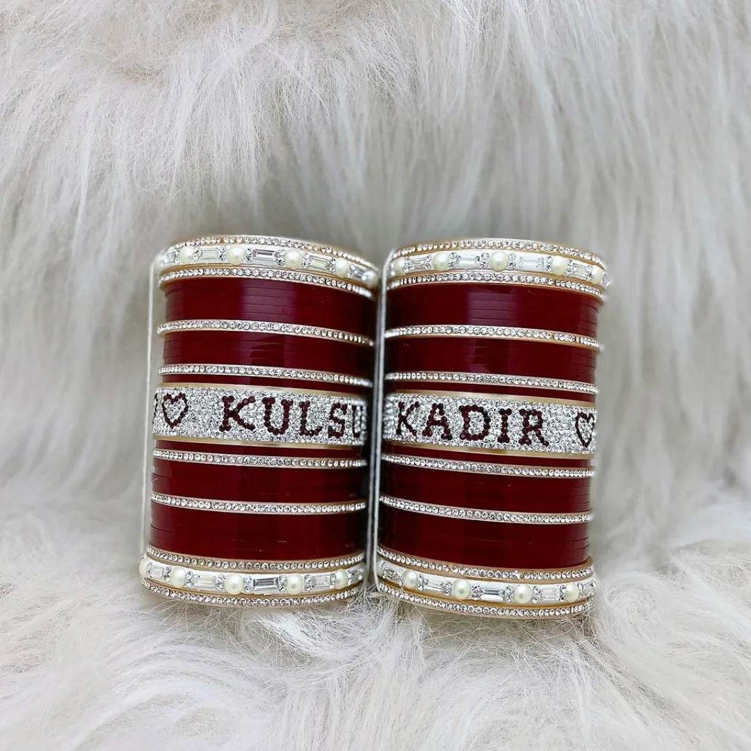 Bridal Name and Photo Punjabi Chura in Beautiful Design 2.8 Name Bangles T4 Jewels