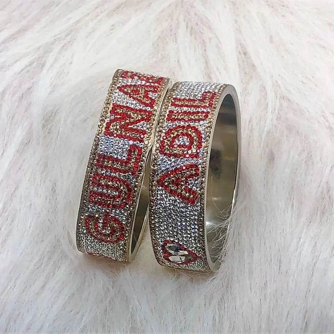 Best Cutomized Name Kada Pair in Brass Alloy (Pack of 2) 2.8 Name Bangles T4 Jewels