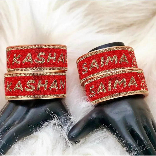 Husband wife name bangles best design (Pack of 2) 2.8 Name Bangles T4 Jewels