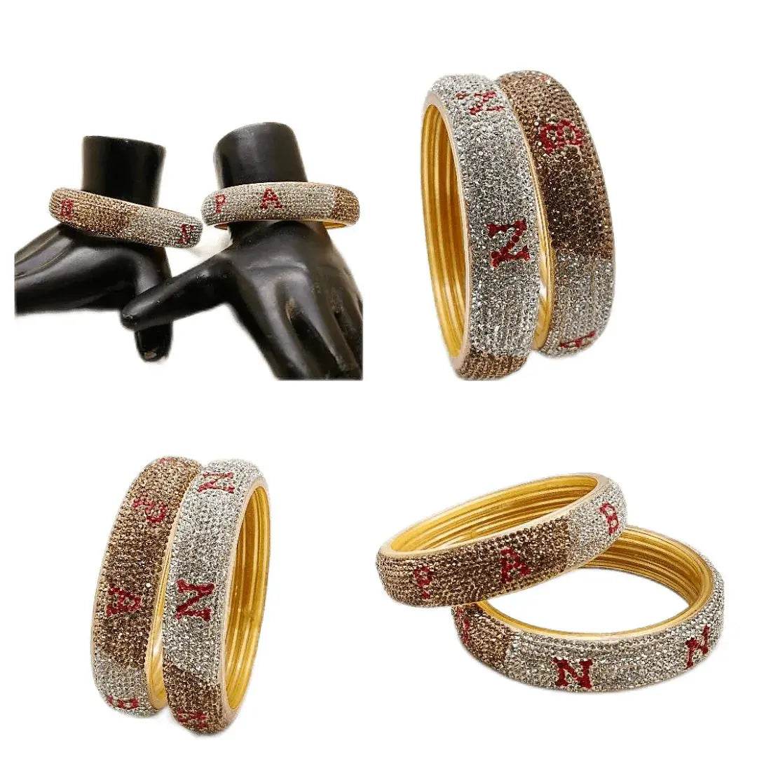 Beautiful Name Initials Bridal Kada (Pack of 2) 2.8 Name Bangles T4 Jewels