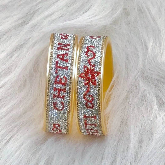 Best Personalized Name Bangles Pair (Pack of 2) 2.8 Name Bangles T4 Jewels