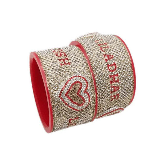 Couple Name Bangles with Beautiful Heart Design (Pack of 2) 2.8 Name Bangles T4 Jewels