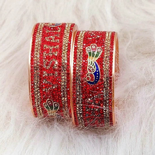 Name Bangle Set with Beautiful Peacock Design (Pack of 2) 2.8 Name Bangles T4 Jewels