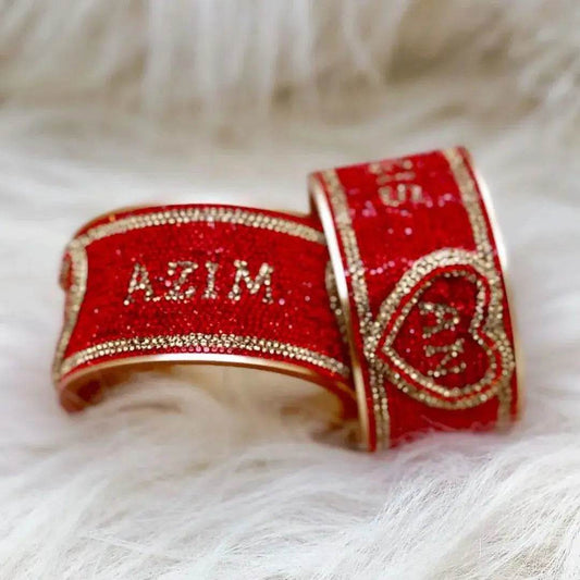 Best Personalised Name Bangles with Initials in Heart (Pack of 2) 2.8 Name Bangles T4 Jewels