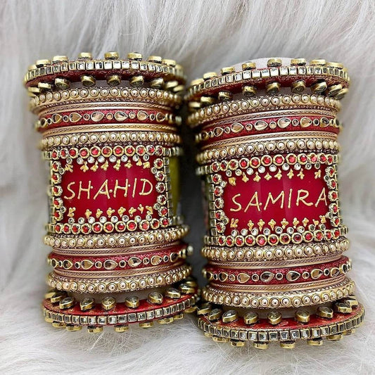 Beautiful Name Bridal Chura in Heavy Design 2.8 Personalized Bangles T4 Jewels