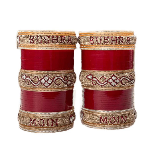 Bridal Name Chura with Beautiful Artwork Design 2.8 Name Bangles T4 Jewels