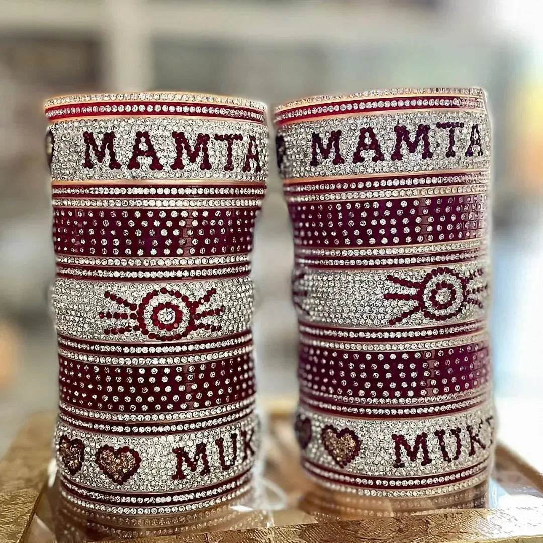 Beautiful Bridal Bangle Set with Name 2.8 Name Bangles T4 Jewels