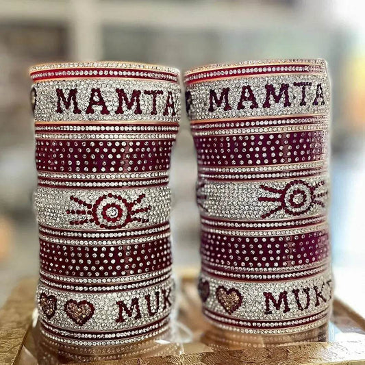 Beautiful Bridal Bangle Set with Name 2.8 Name Bangles T4 Jewels