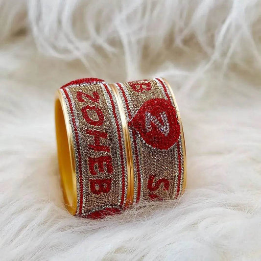 Name Bangles best design with Embossed Heart (Pack of 2) 2.8 Name Bangles T4 Jewels